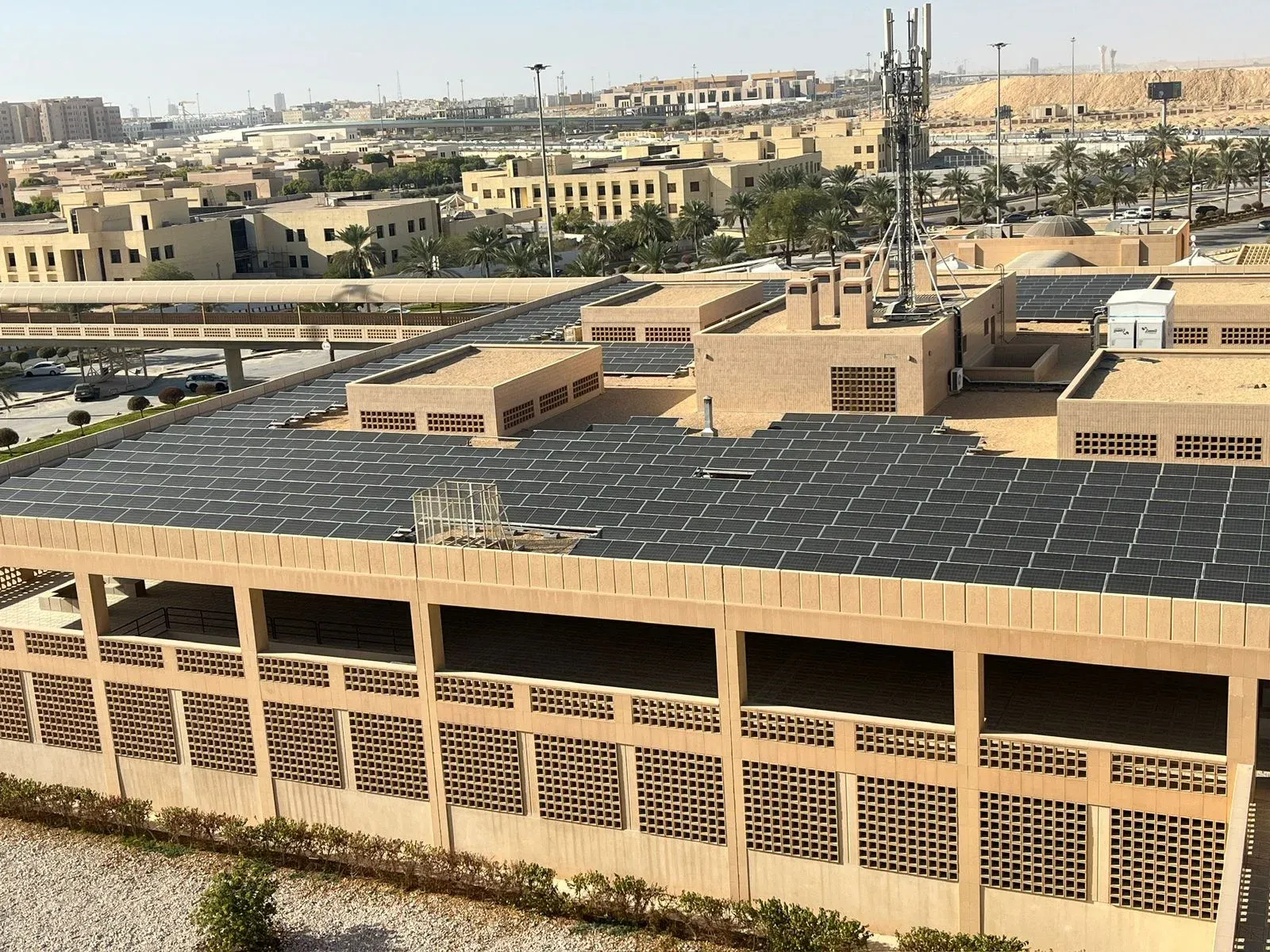 امتداد المنظومات الشمسية على أسطح عدة مبانٍ داخل الحرم الجامعي